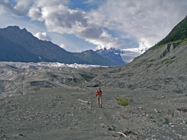 Marci on recently deglaciated Root Glacier moraine